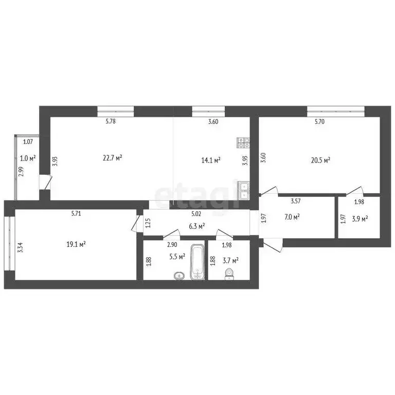 2-комнатная квартира: Калининград, Банковская улица, 3А (103 м) - Фото 0