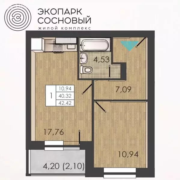 1-комнатная квартира: Пермь, улица Борцов Революции, 1Ак7 (40.2 м) - Фото 0