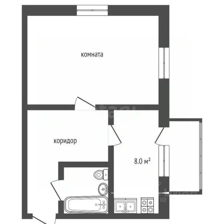 1-к кв. Костромская область, Волгореченск Парковая ул., 21 (29.1 м) - Фото 1