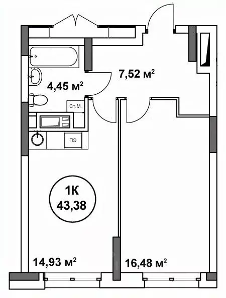 1-к кв. Нижегородская область, Нижний Новгород ул. Родионова (43.38 м) - Фото 1