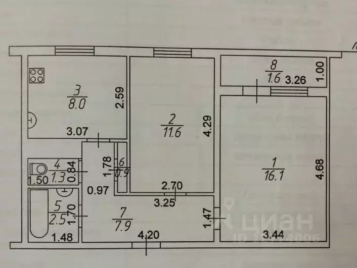 2-к кв. Татарстан, Елабуга 4/5 мкр, ул. Хирурга Нечаева, 11 (48.3 м) - Фото 1