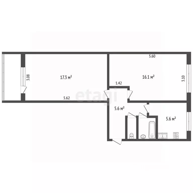 2-к кв. Оренбургская область, Оренбург ул. Мира, 3Б (47.3 м) - Фото 2