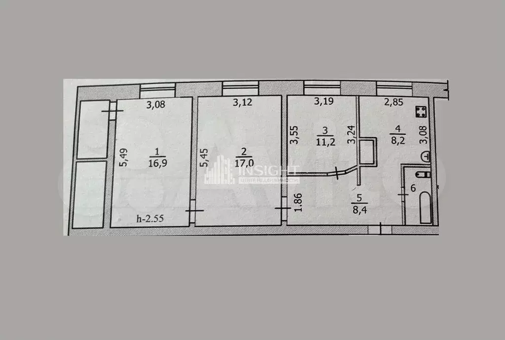 3-к. квартира, 64,6 м, 1/9 эт. - Фото 0