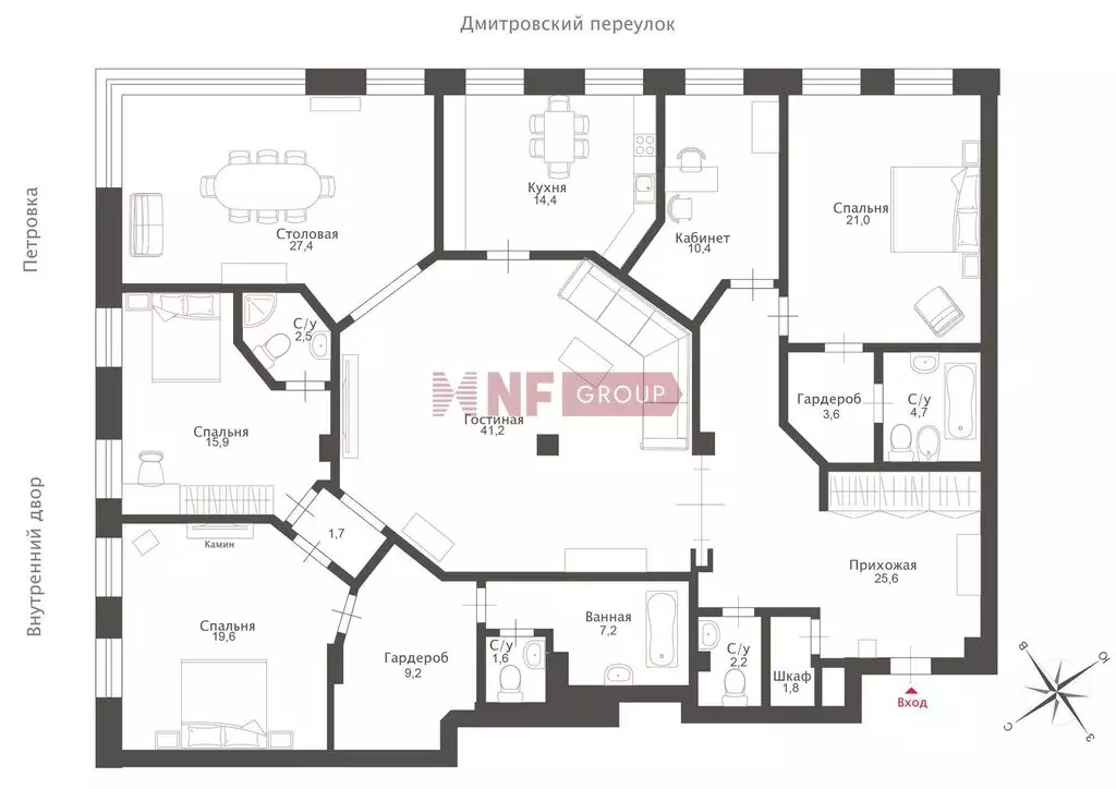 5-комнатная квартира: Москва, Дмитровский переулок, 7 (210 м) - Фото 2