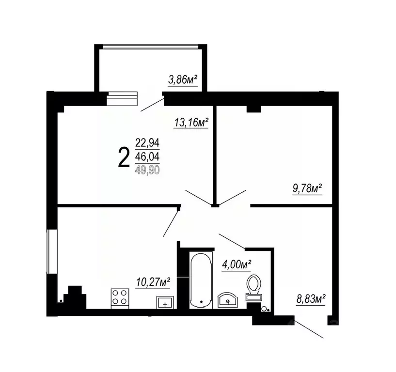 2-к кв. Волгоградская область, Волгоград пос. Ангарский,  (49.9 м) - Фото 1