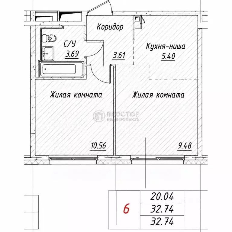 1-к кв. Москва ул. Красовского, 2к2 (32.8 м) - Фото 2