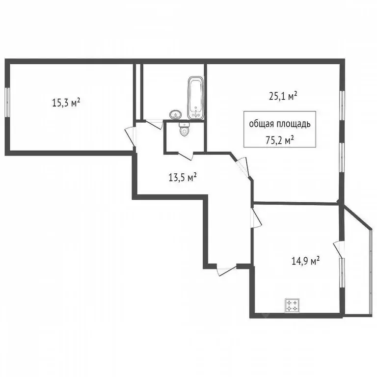 2-к кв. Новосибирская область, Новосибирск Зыряновская ул., 55 (75.0 ... - Фото 1