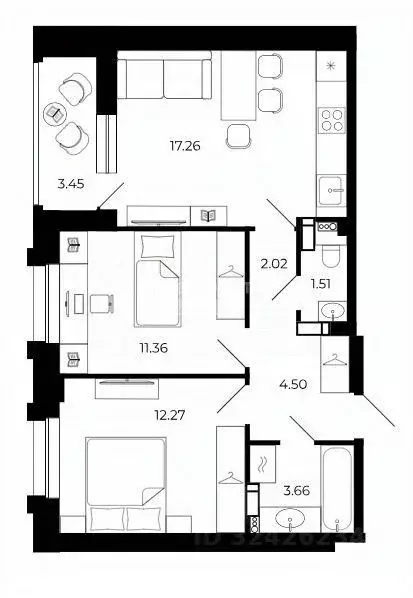 2-к кв. Липецкая область, Липецк ул. Е.И. Замятина, 1 (56.03 м) - Фото 1