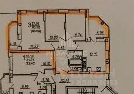 3-к кв. Брянская область, Брянск ул. Имени О.Н. Строкина, 6 (64.0 м) - Фото 1