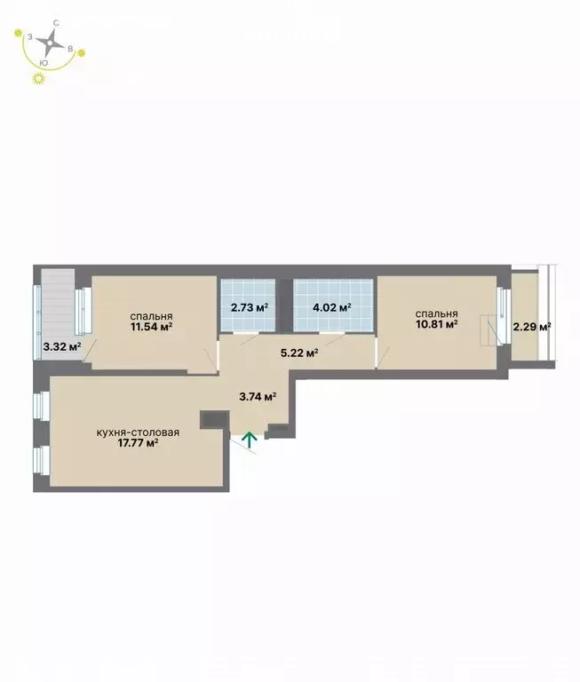 2-комнатная квартира: Екатеринбург, Студенческая улица, 16 (61.14 м) - Фото 1