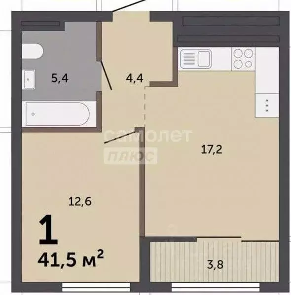 1-к кв. Свердловская область, Екатеринбург ул. Краснолесья, 10/6 (41.5 ... - Фото 2