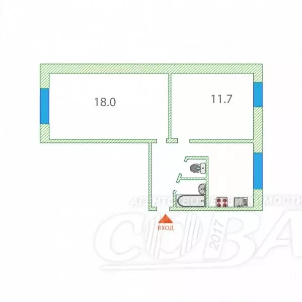 2-комнатная квартира: Тюмень, Широтная улица, 121 (45 м) - Фото 1