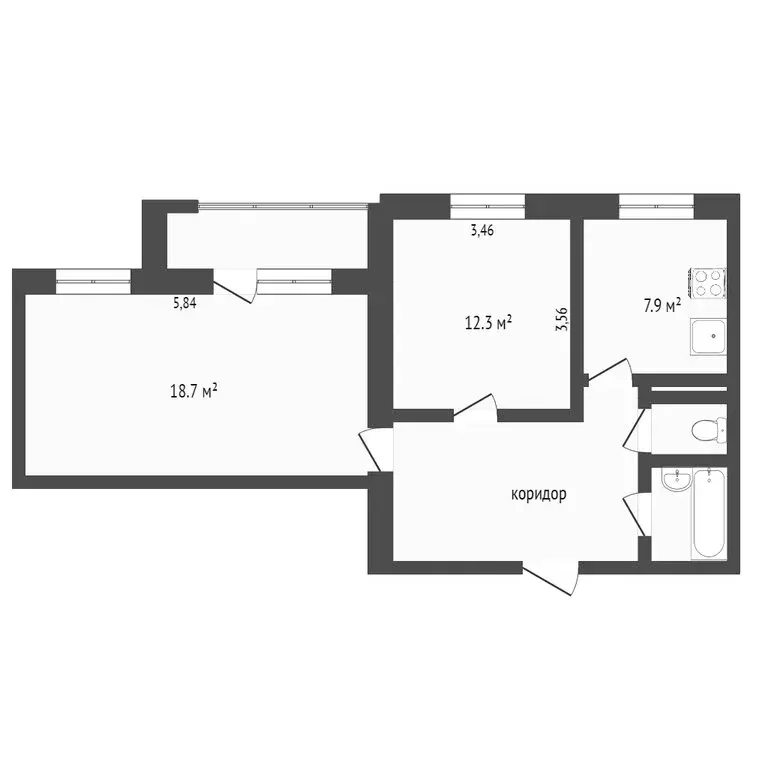2-комнатная квартира: Ярославль, улица Гагарина, 45 (50 м) - Фото 0