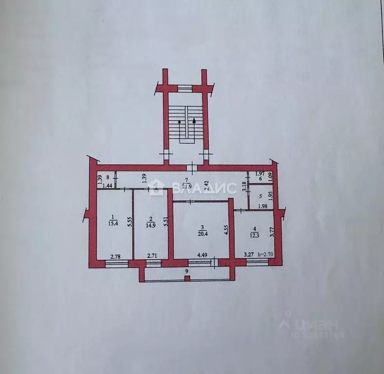 3-к кв. Пензенская область, Пенза Молодогвардейская ул., 12А (92.9 м) - Фото 1