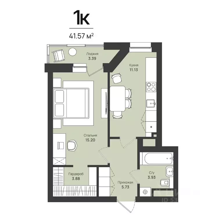 1-к кв. Пермский край, Пермь Уинская ул., 54 (41.57 м) - Фото 1