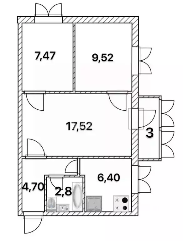 3-к кв. Ульяновская область, Ульяновск Кузоватовская ул., 40 (49.4 м) - Фото 1