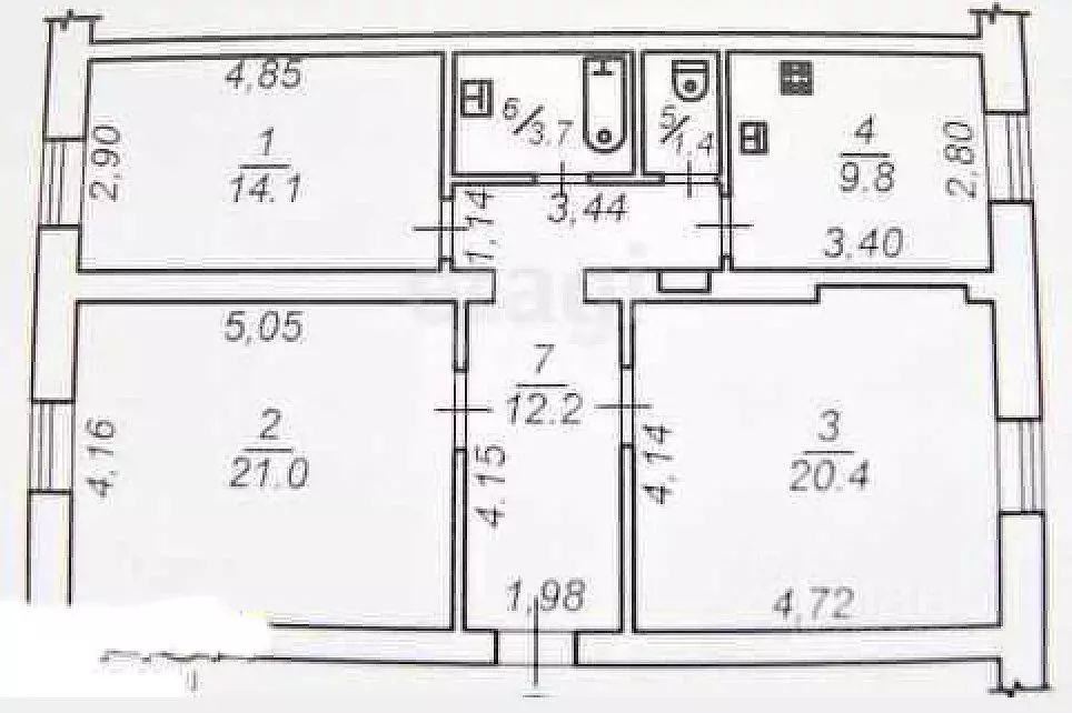 3-к кв. Тульская область, Щекино Индустриальная ул., 15 (79.8 м) - Фото 1