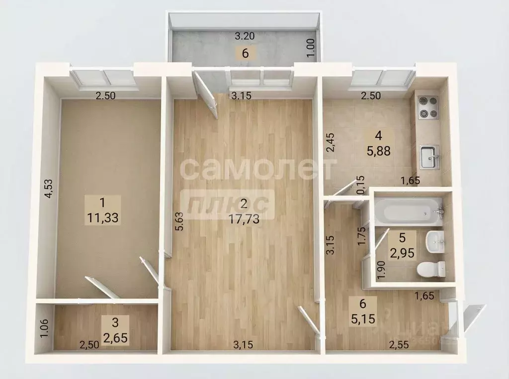 2-к кв. Ульяновская область, Ульяновск Московское ш., 69 (45.7 м) - Фото 2