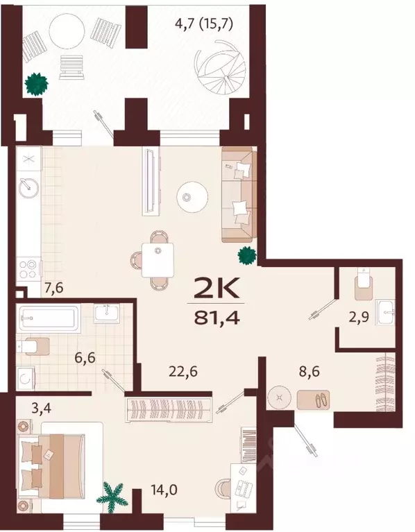 2-к кв. Крым, Ялта Роялта жилой комплекс (81.4 м) - Фото 1