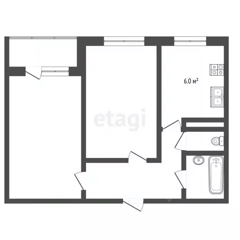 2-к кв. Татарстан, Нижнекамск просп. Мира, 23 (47.8 м) - Фото 1