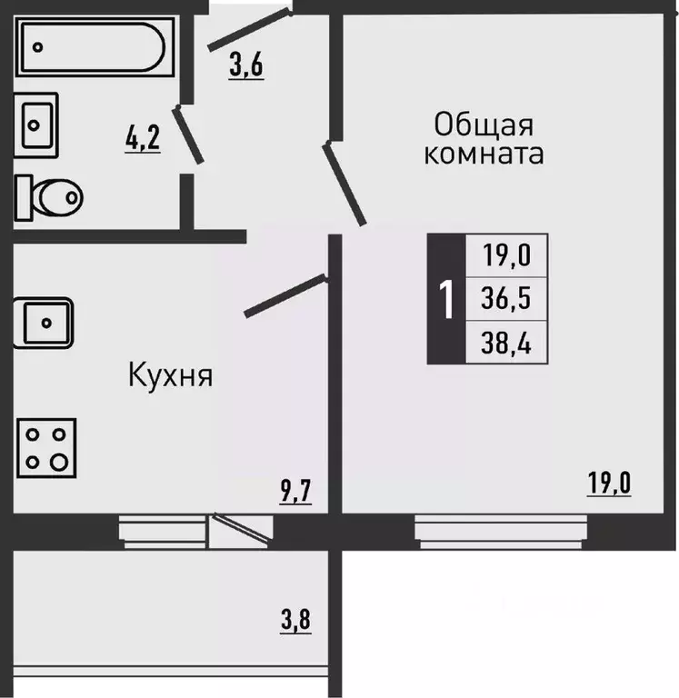 1-к кв. Орловская область, Орловский район, д. Жилина ул. Садовая, 2к1 ... - Фото 0