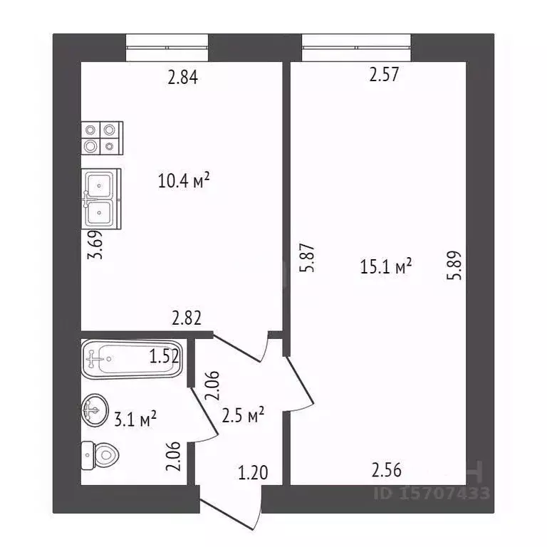 Студия Санкт-Петербург пос. Шушары, Московское ш., 256к6 (31.0 м) - Фото 1