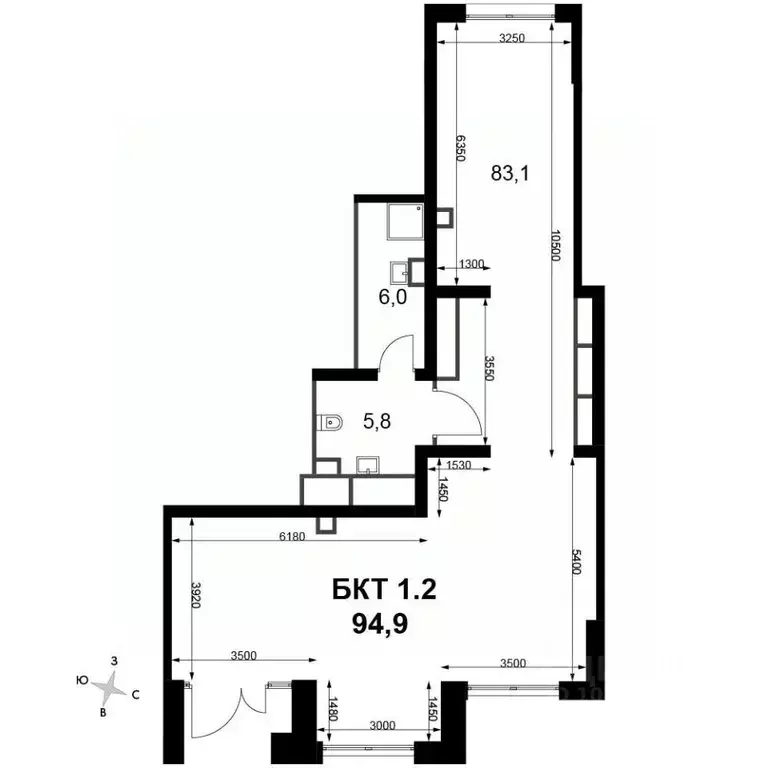 Помещение свободного назначения в Москва Строительный проезд, 9С6 (95 ... - Фото 2