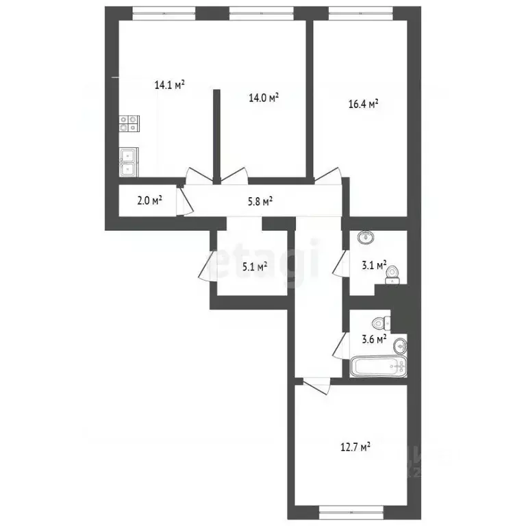 2-к кв. Москва Амурская ул., 2Ак4 (83.1 м) - Фото 2