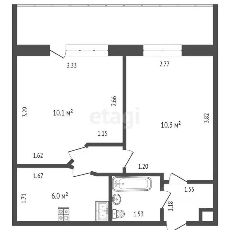 2-к кв. Тюменская область, Тюмень ул. Бабарынка, 16б (30.1 м) - Фото 2