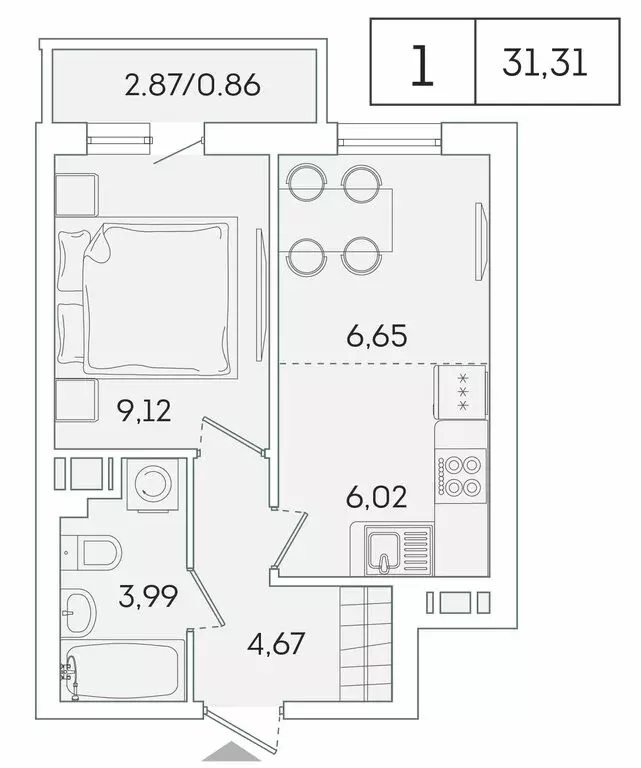1-комнатная квартира: Мурино, Графская улица, 6к1 (30.3 м) - Фото 1