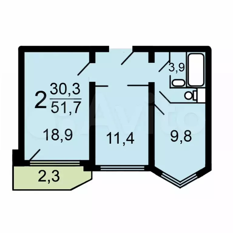 2-к. квартира, 51 м, 5/17 эт. - Фото 0