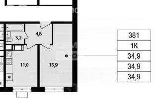 1-комнатная квартира: Москва, улица Берзарина, 32 (34.9 м) - Фото 1