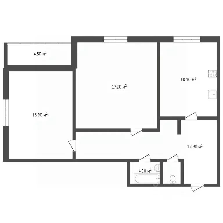 2-к кв. Тюменская область, Тюмень ул. Монтажников, 53 (59.0 м) - Фото 1