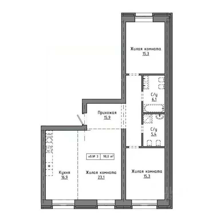 3-к кв. Алтайский край, Барнаул Интернациональная ул., 79 (98.0 м) - Фото 1