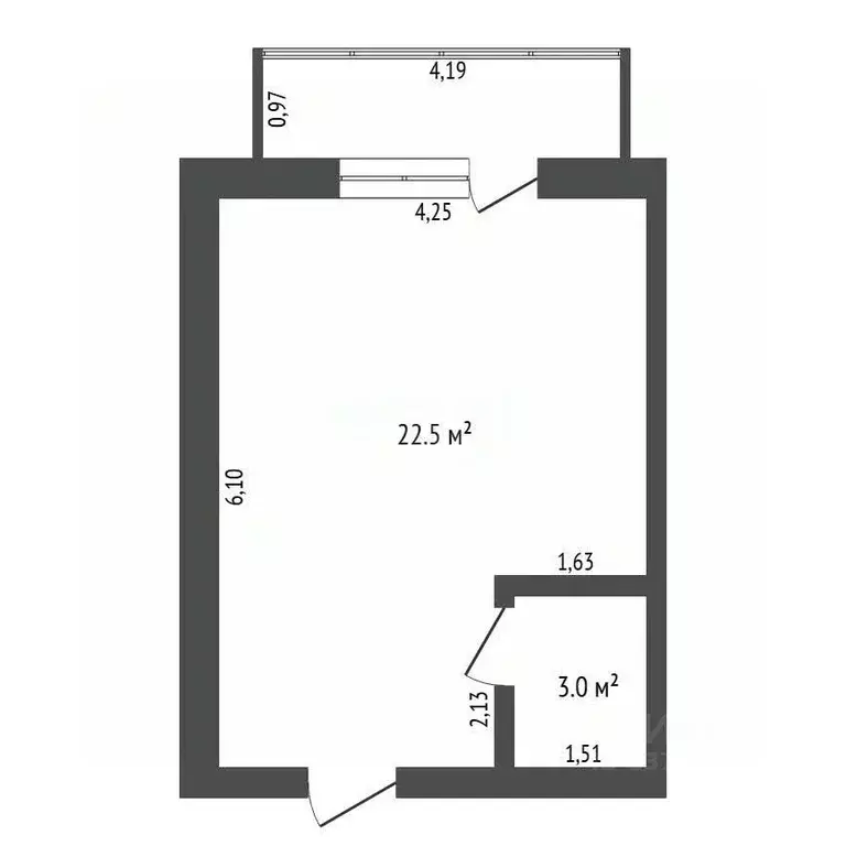 Студия Амурская область, Благовещенск Рабочая ул., 52 (25.5 м) - Фото 2