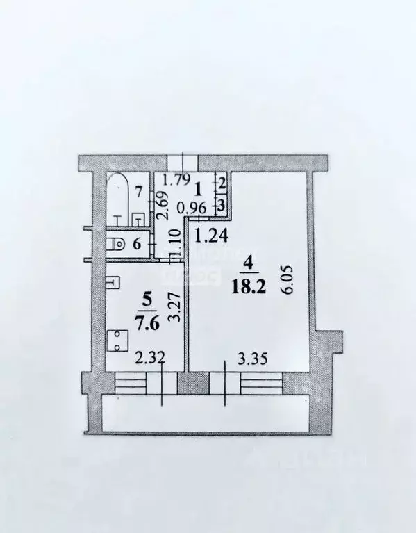 1-к кв. Липецкая область, Липецк ул. М. Горького, 17 (33.8 м) - Фото 2