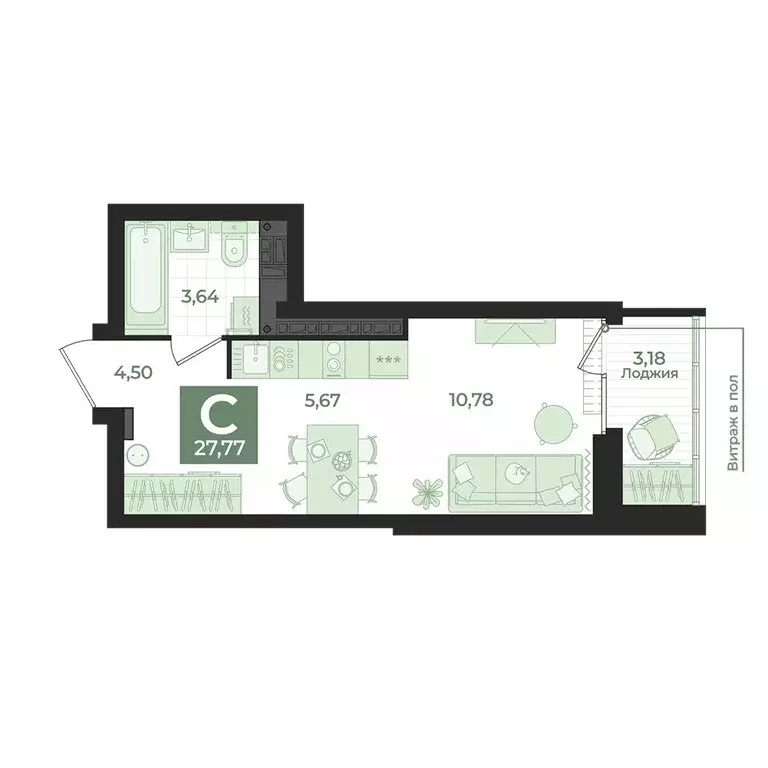 Квартира-студия: Екатеринбург, улица Викулова, 41Б (27.77 м) - Фото 0
