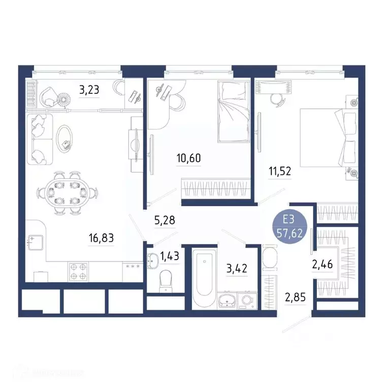 2-к кв. Рязанская область, Рязанский муниципальный округ, с. Дядьково ... - Фото 2