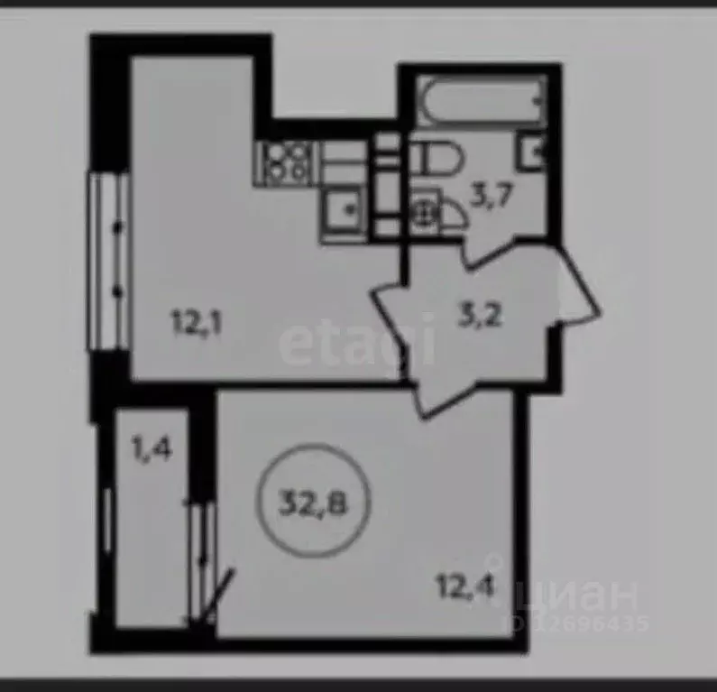 1-к кв. Москва Сосенское поселение, просп. Куприна, 1к1 (32.0 м) - Фото 1