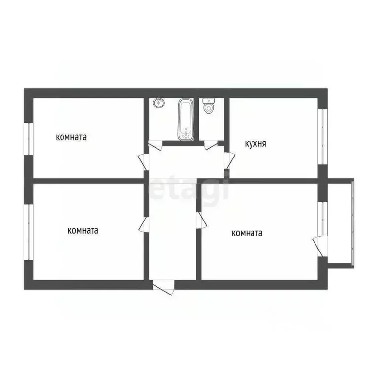 3-к кв. Омская область, Омск ул. Герцена, 38 (68.0 м) - Фото 0