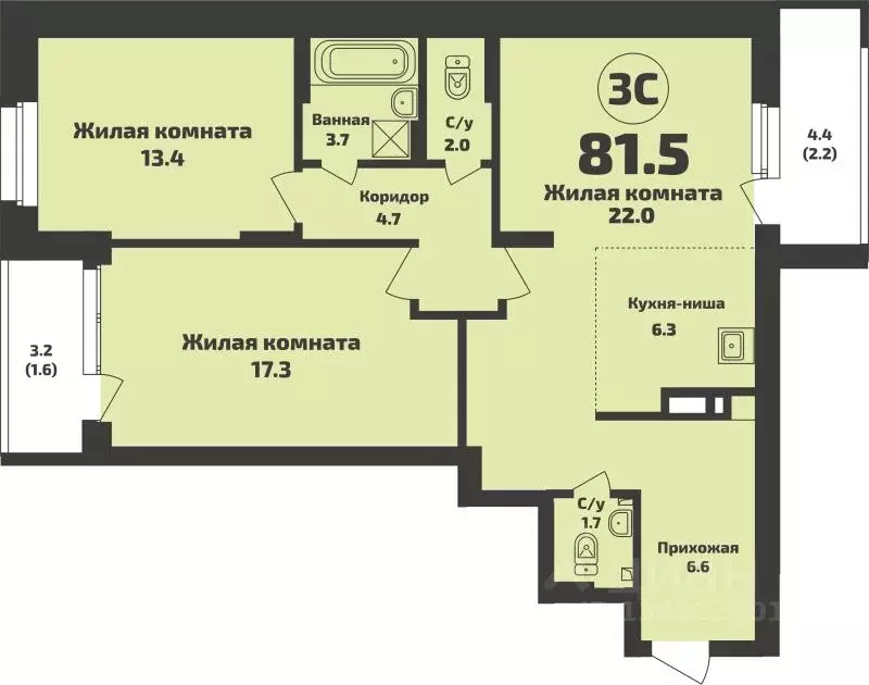 3-к кв. Новосибирская область, Новосибирский район, Станционный ... - Фото 0
