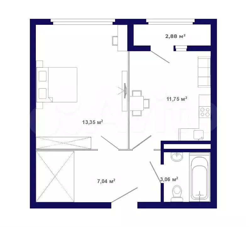 1-к. квартира, 38,1 м, 7/9 эт. - Фото 0