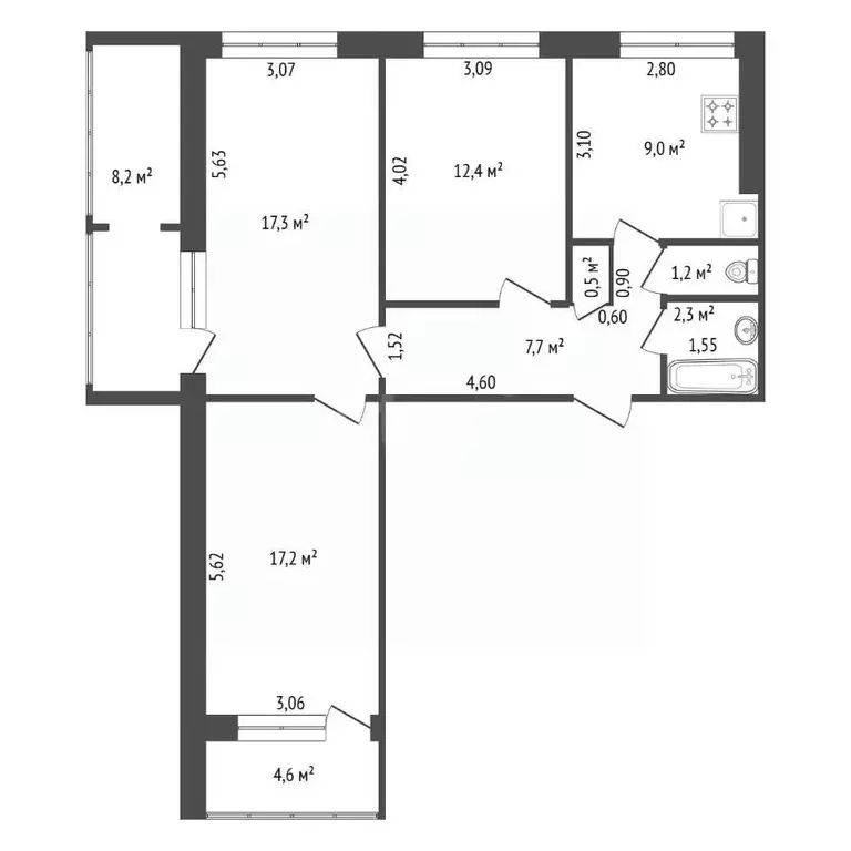 3-к кв. Башкортостан, Уфа ул. Степана Кувыкина, 9А (69.0 м) - Фото 2