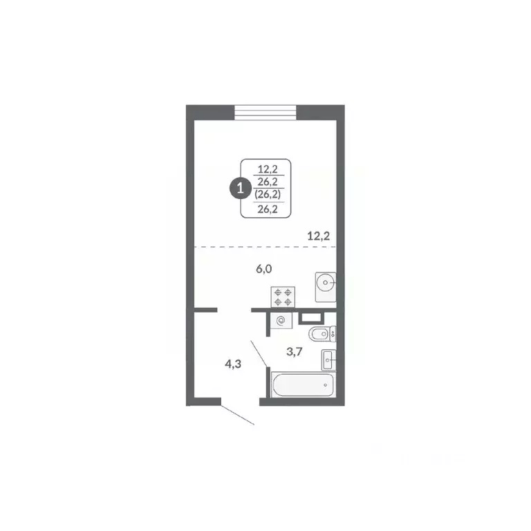 Студия Кировская область, Киров ул. Пушкина, 25 (26.2 м) - Фото 1