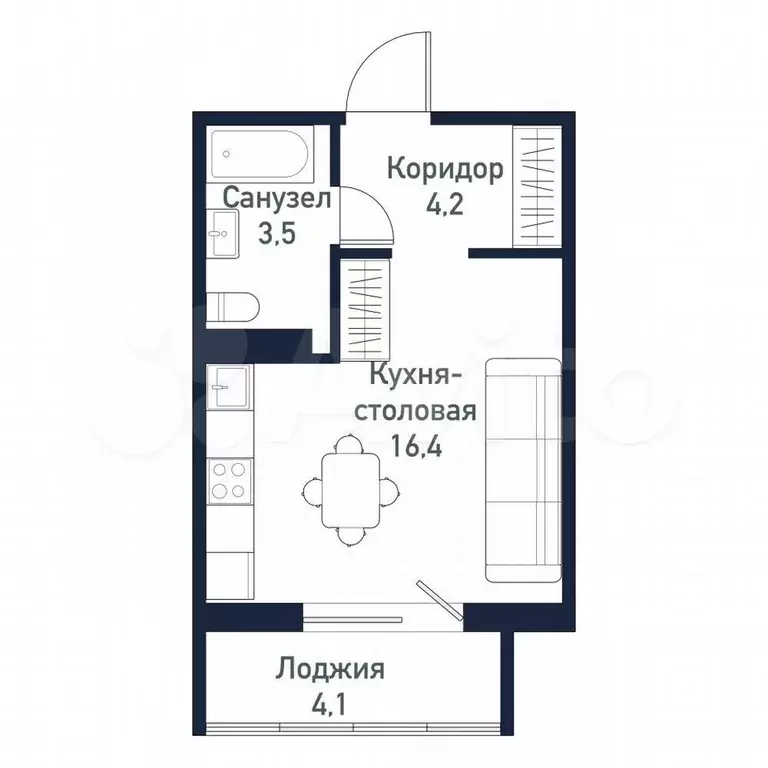 Квартира-студия, 24,3 м, 10/10 эт. - Фото 0