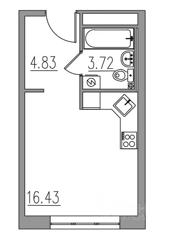 Студия Московская область, Химки  (24.98 м) - Фото 1