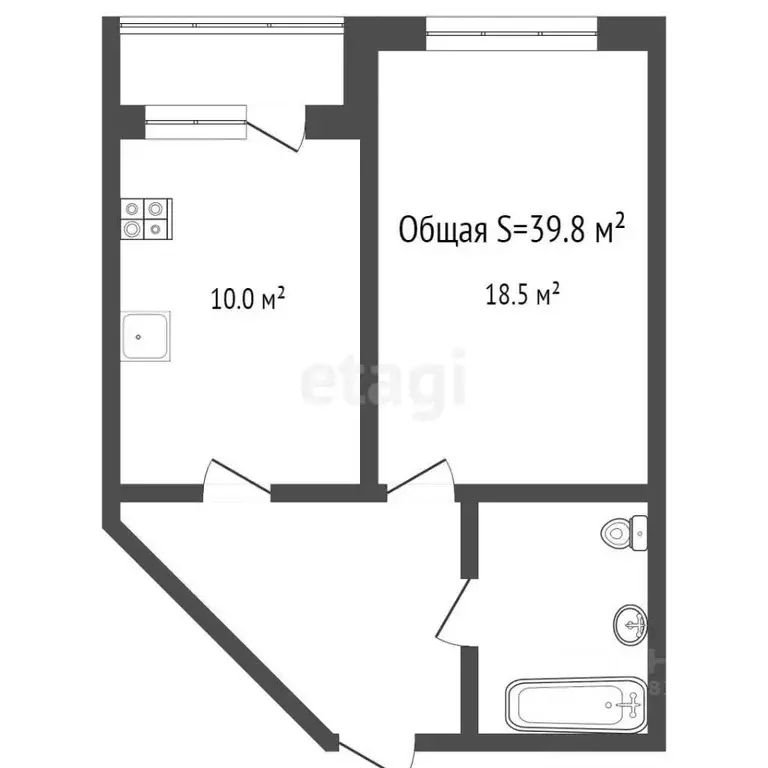 1-к кв. Брянская область, Брянск Красноармейская ул., 38 (39.8 м) - Фото 1