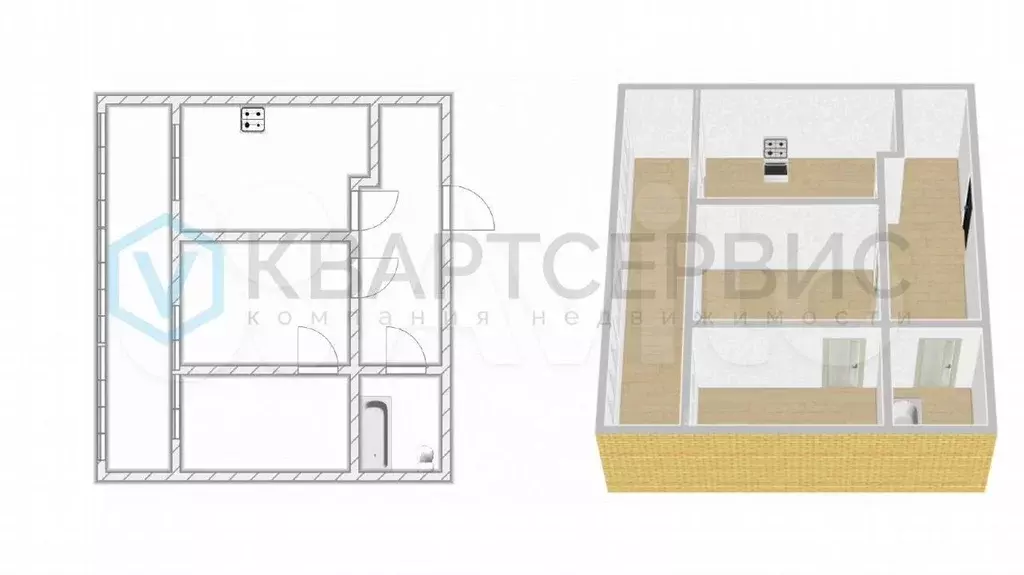 2-к. квартира, 33,3 м, 1/9 эт. - Фото 0