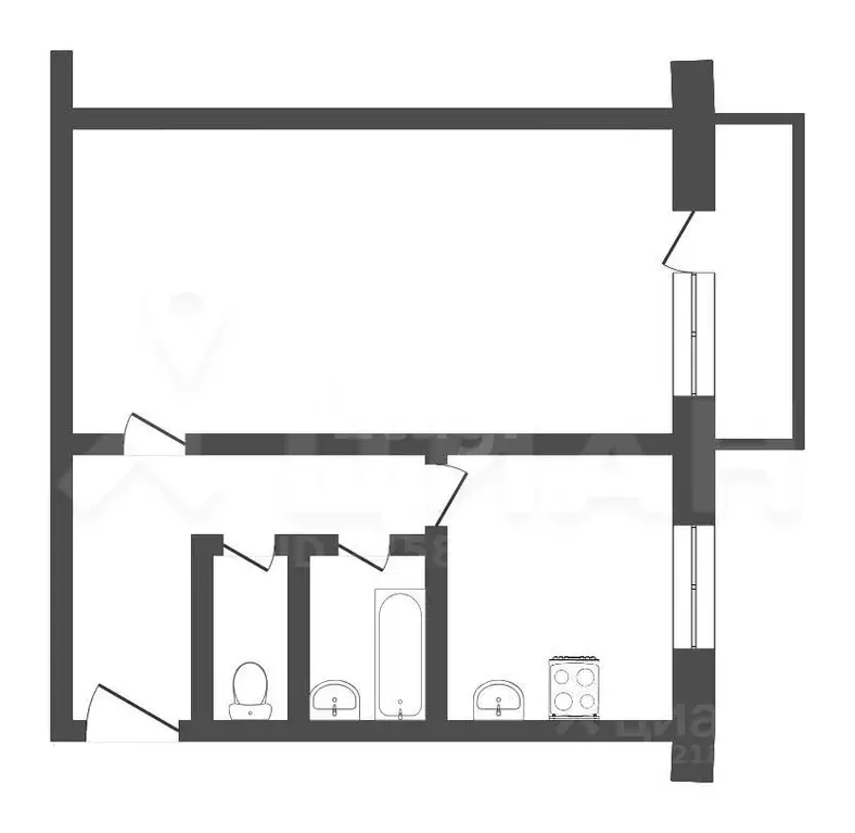 1-к кв. Самарская область, Нефтегорск Молодежная ул., 38 (30.0 м) - Фото 2