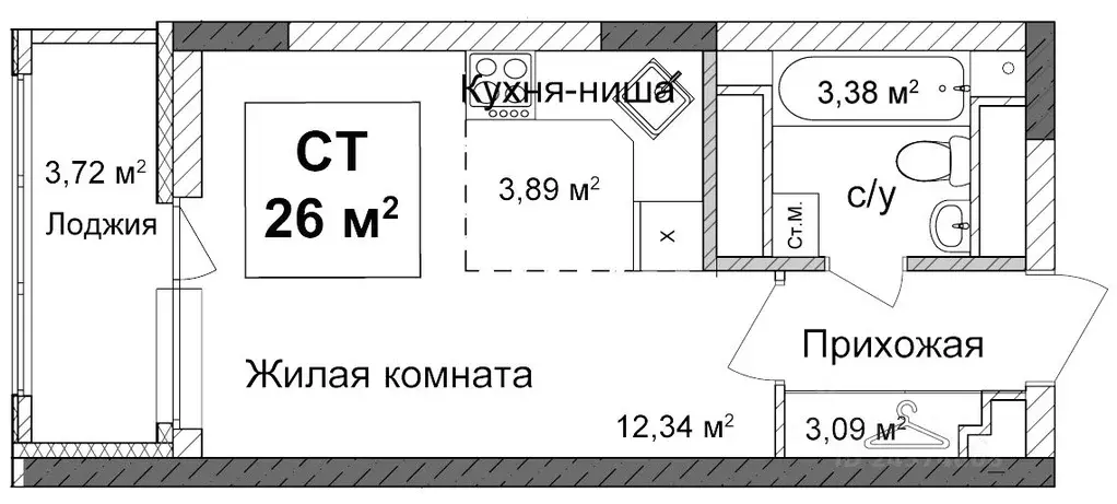 Студия Нижегородская область, Нижний Новгород Подкова на Ванеева жилой ... - Фото 0